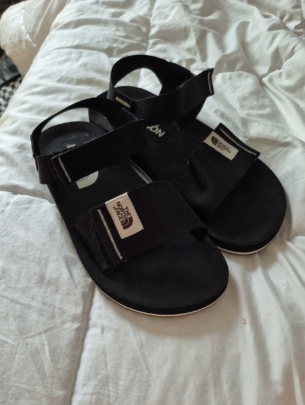 The North Face Black Strap Sandals with White Trim